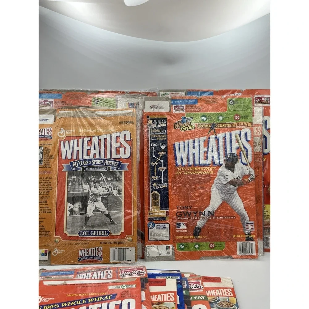 Lot of 22 Vtg Wheaties Cereal Boxes Woods Griffey Gehrig Manning Gwynn McGwire